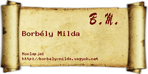 Borbély Milda névjegykártya